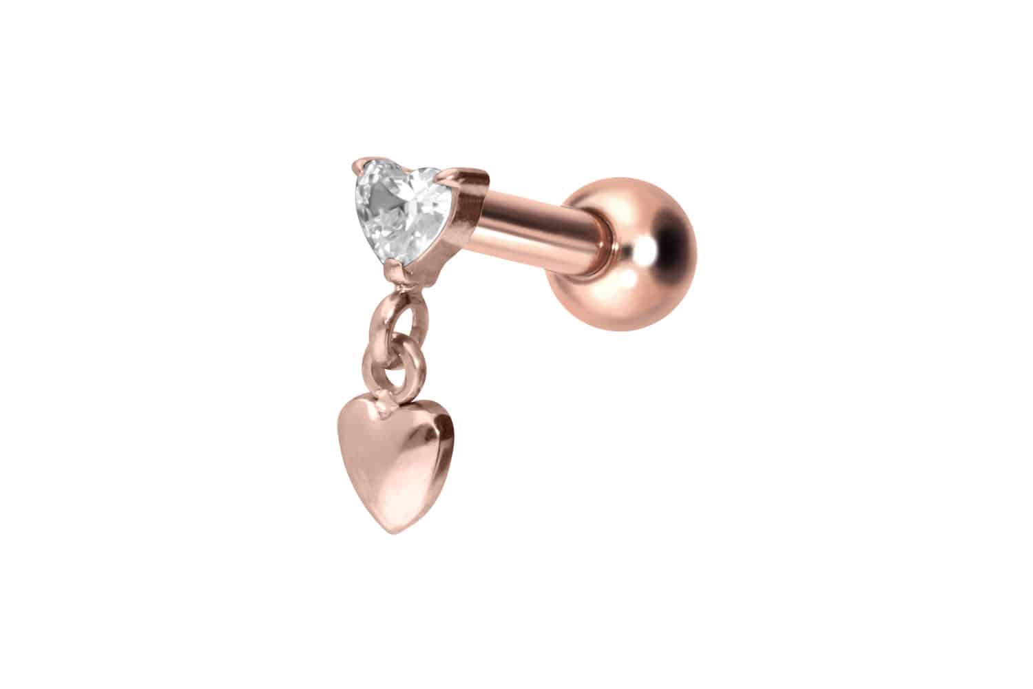 Titan Ohrpiercing mit Innengewinde 2 HERZEN